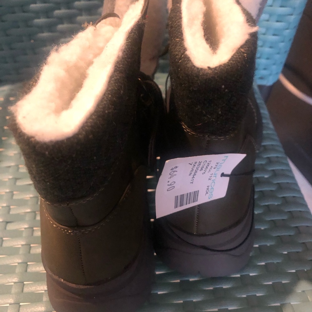 Maurices hiking style boots with 60% leather uppers ,felt trim and lined